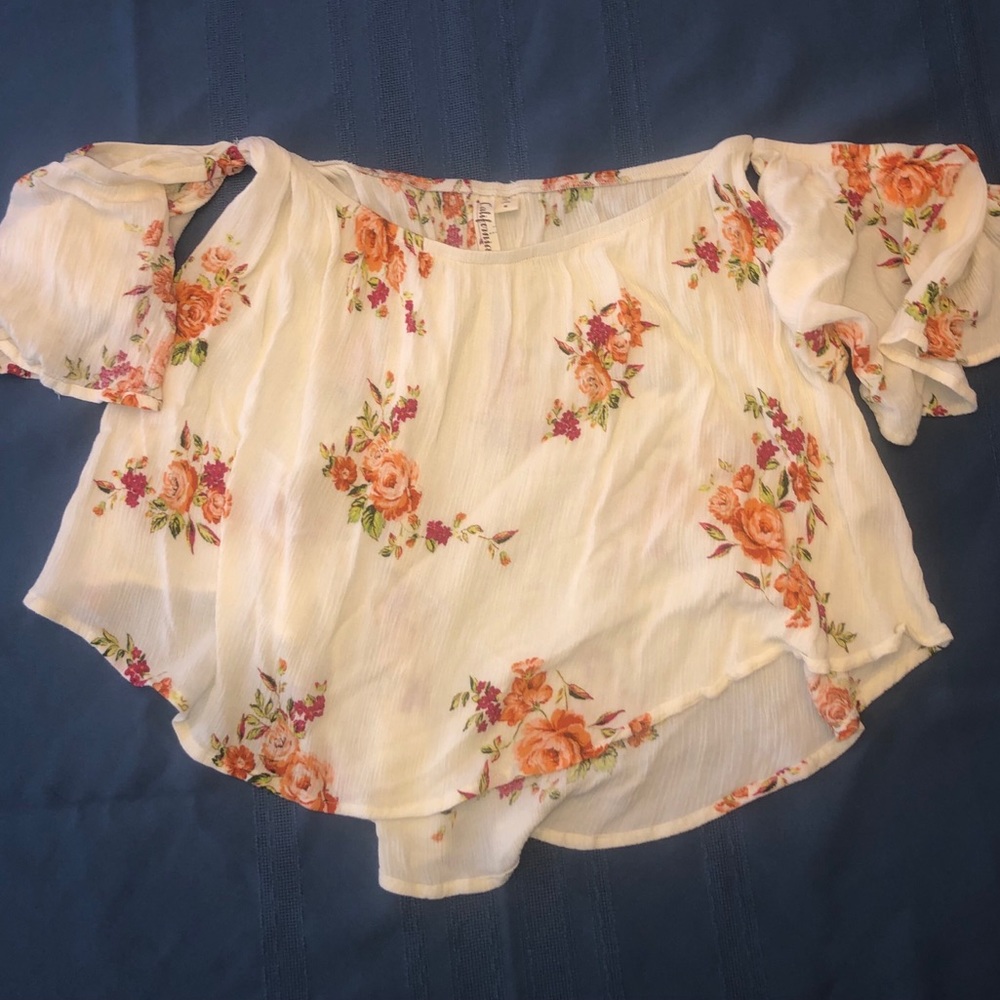 Cream Rose Print Blouse